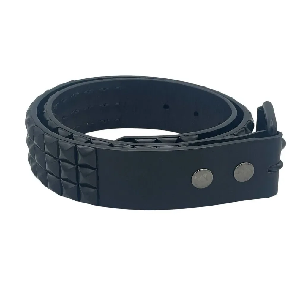 Black Studded Belt Men’s Small 28-30” Bonded Leather Emo Rock Skater